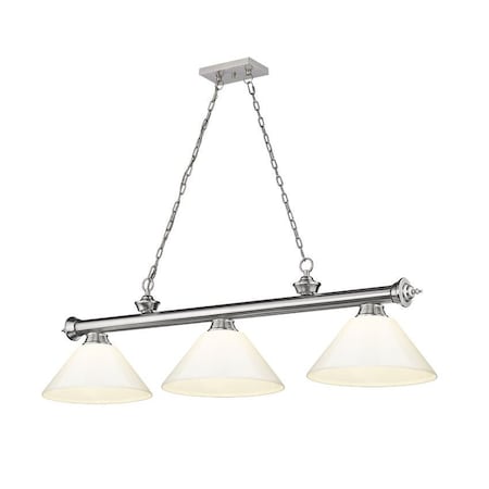 Cordon 3 Light Billiard, Brushed Nickel & White